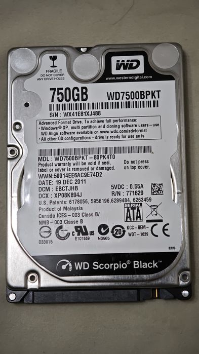 HDD WD Scorpio® Black™  750 GB  /2,5 inch