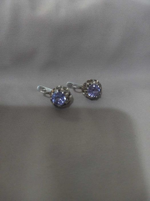 Серьги , серебро 925 пробы . Синтетический Александрит .