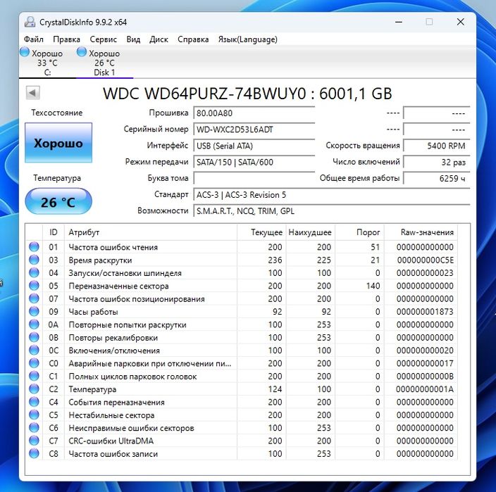 Жесткий диск HDD 6 TB Western Digital