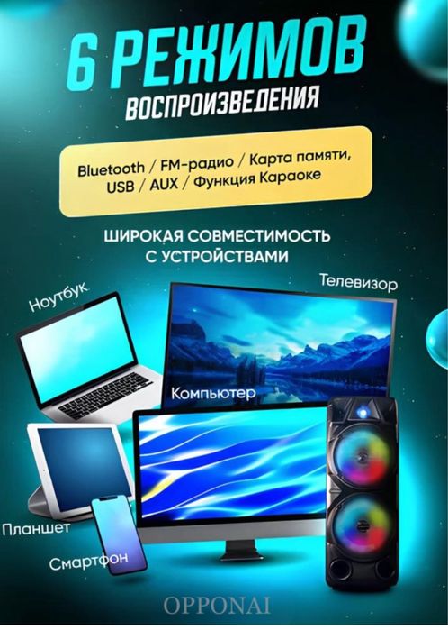 Музыкальная колонка караоке микрофон