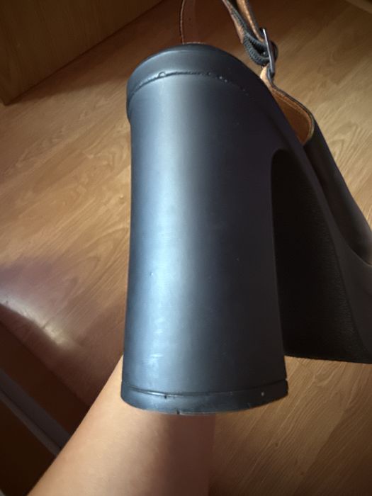 Sandale dama din piele cu toc masiv Gryxx