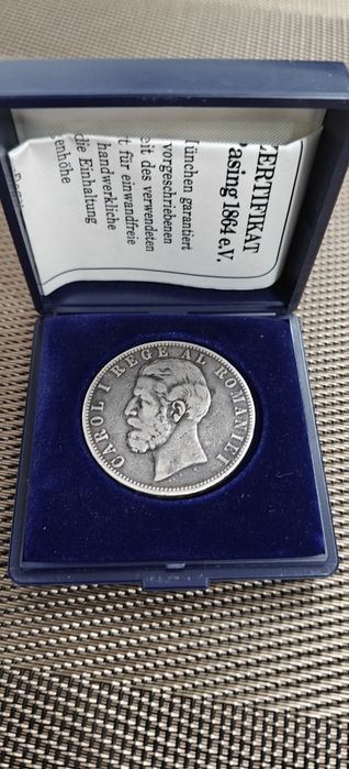 Moneda Argint 5lei 1883 b Carol 1