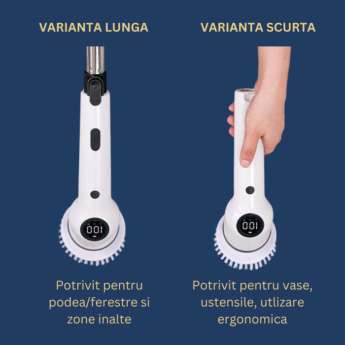 Perie electrica rotativa pentru curatare eficienta, multifunctionala