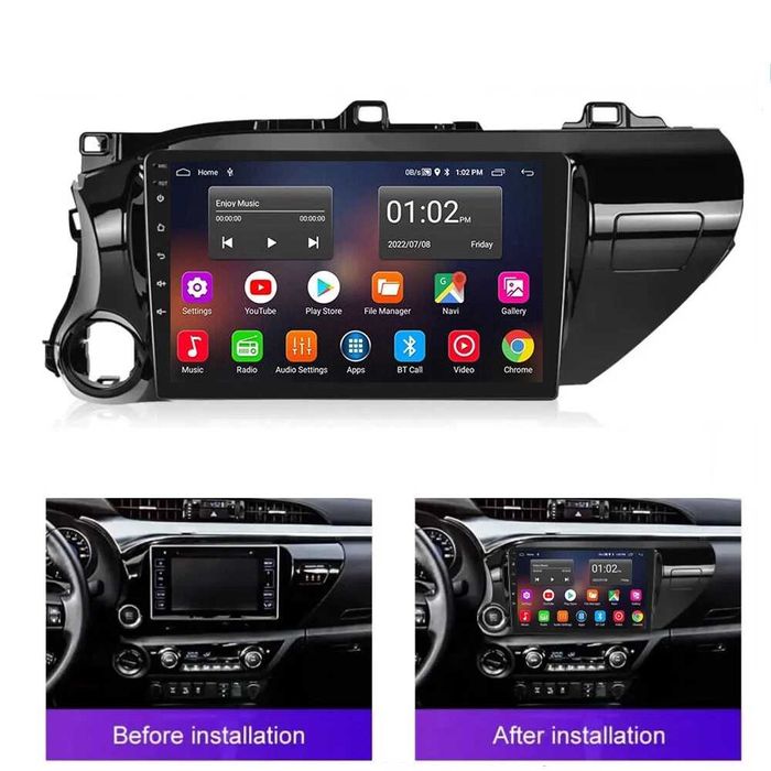 Мултимедия за Toyota Hilux Андроид навигация Carplay Android Auto 2DIN