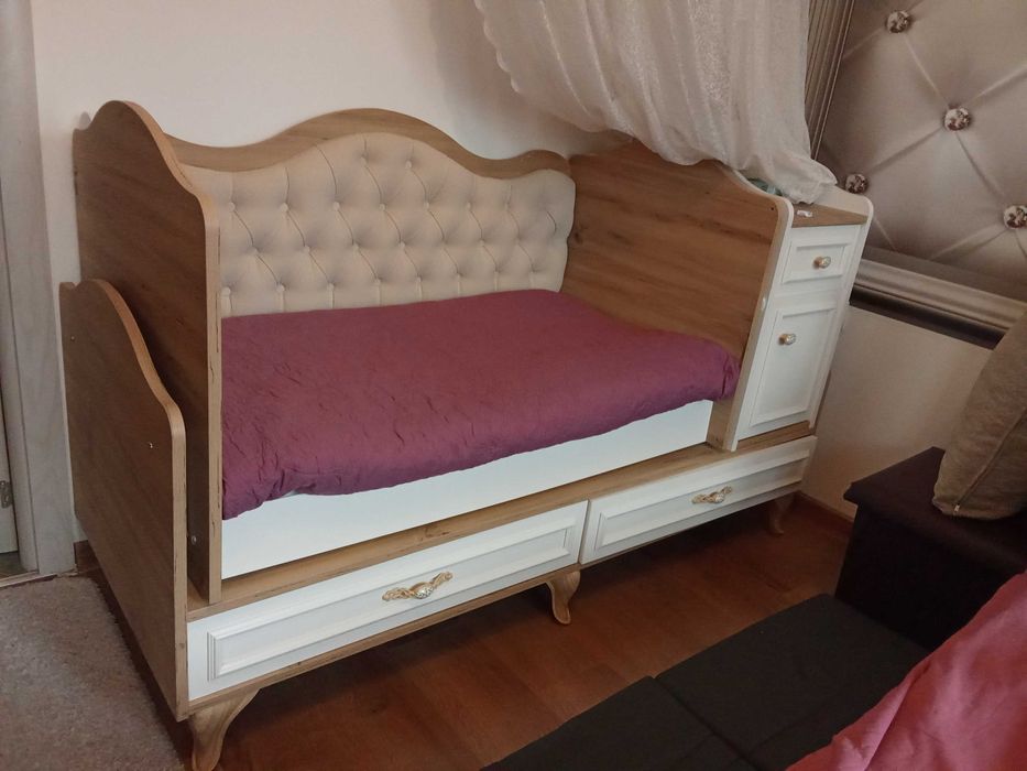 Детска кошара за сън и функция за люлеене + подарък балдахин и матрак