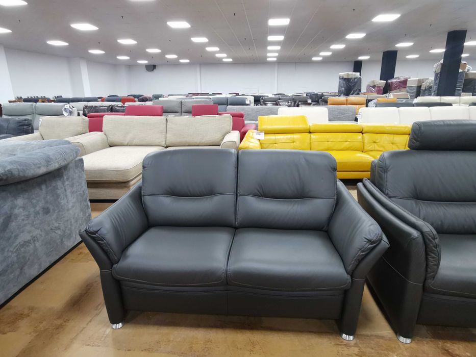 ПРОМОЦИЯ!!! Тъмно сиви кожени дивани тройка и двойка "SF1520 HUKLA"
