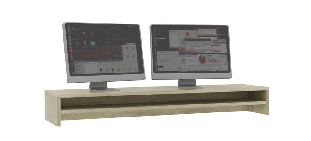 Метален крак за маса, бюро / Стойка за монитор vidaXL, дъб, с рафт