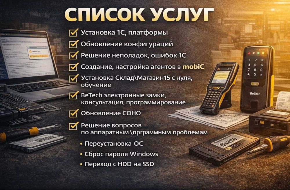 Настройка 1С, ТСД и mobiC под ключ