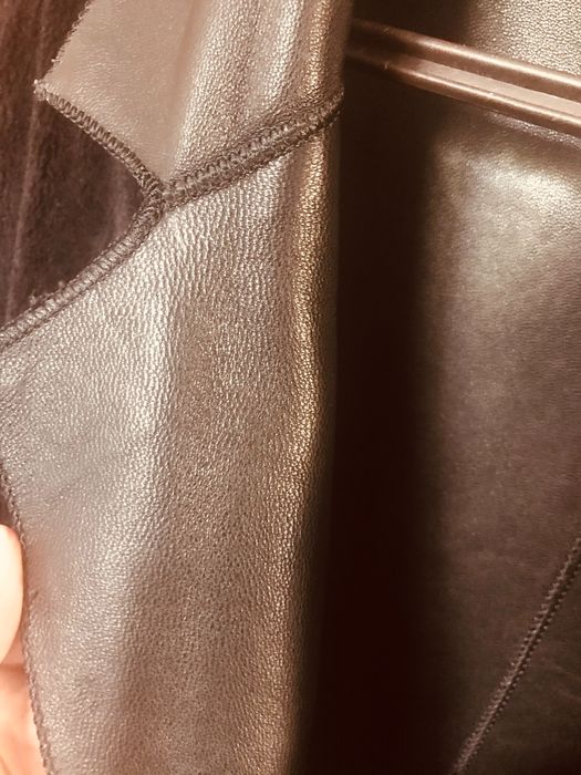 Мужская кожаная дубленка-тренч