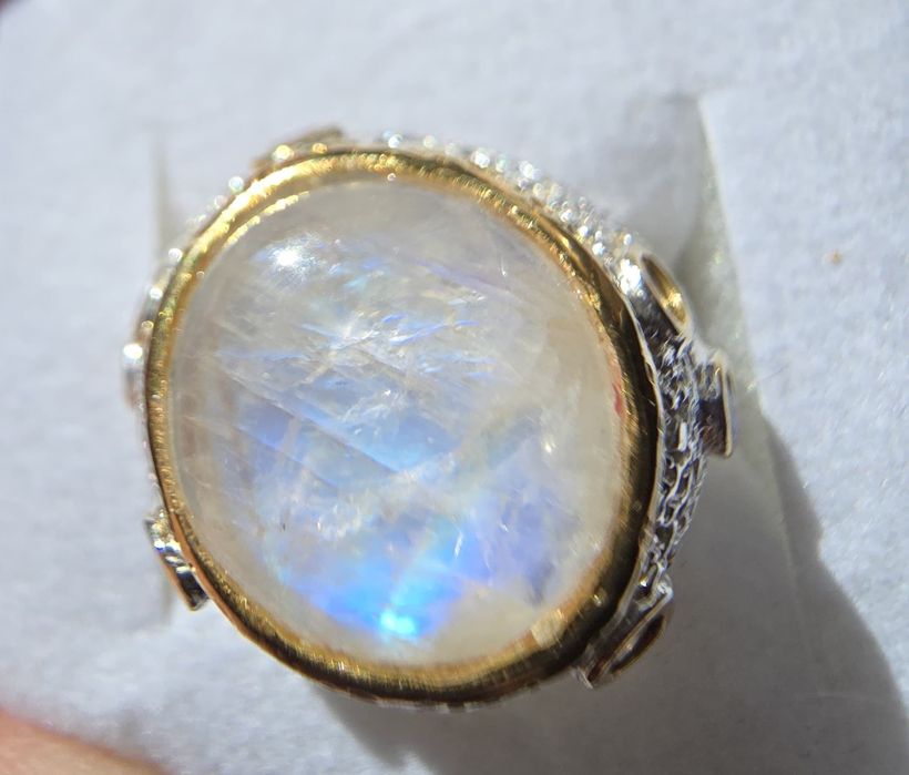 Inel Ag 925 cu piatra lunii si ametiste