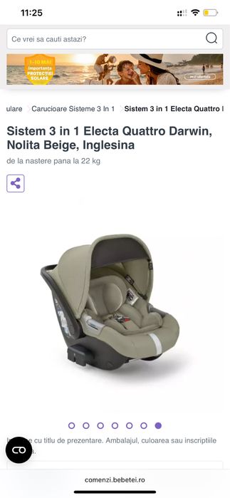 Carucior Sistem 3 in 1 Electa Quattro Darwin, Nolita Beige, Inglesina cu scoica si landou