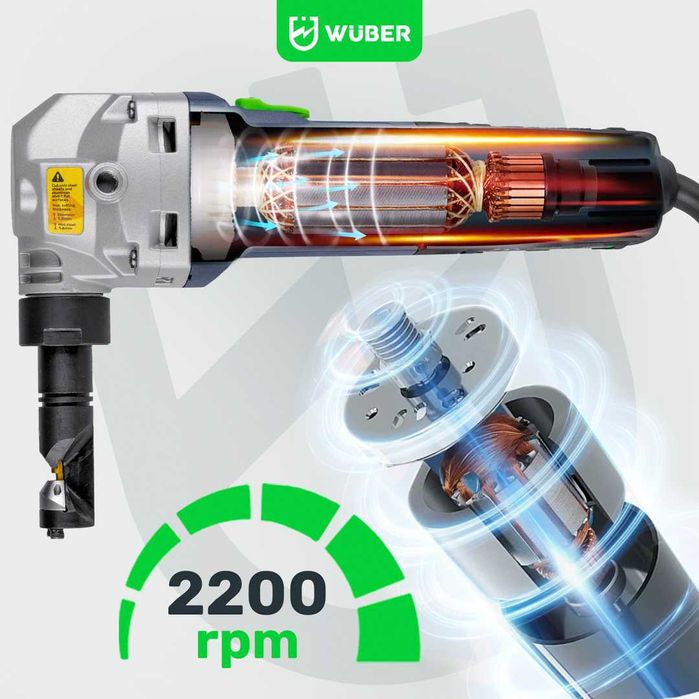 Foarfecă electrică pentru tablă 500W, 1.6 mm, 2200 RPM Wuber