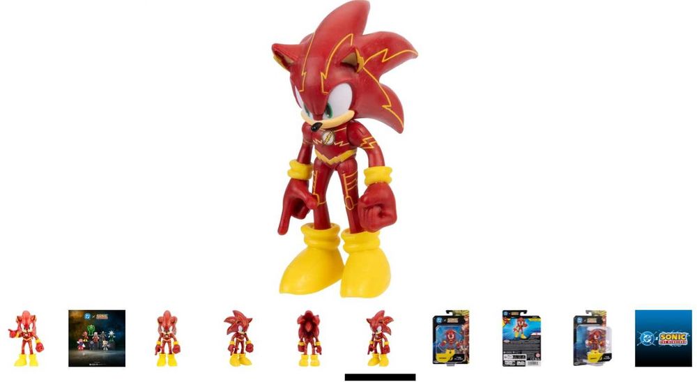 Нов DC x Sonic alias The Flash 6 см оригинална екшън фигурка от Jakks Pacific, много подвижна и детайлна, колекционерска опаковка - Соник като Флаш