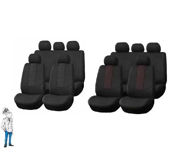 Тапицерия за кола, 9 ч., К- т калъфи за седалки, 2цв.
