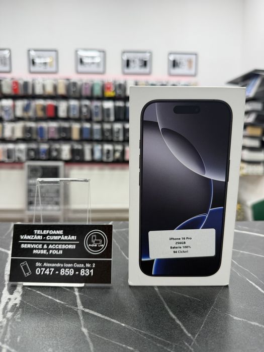 iPhone 16 Pro - Negru - 256Gb - Baterie 100% - 2 Ani Garantie!
