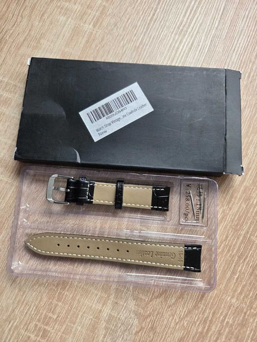 Curea ceas din piele naturală, latime 18 mm, negru