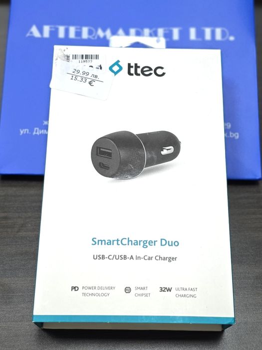 Зарядно за кола TTEC Smart Charger Duo / In-Car Charger Гаранция  A1 2028г.