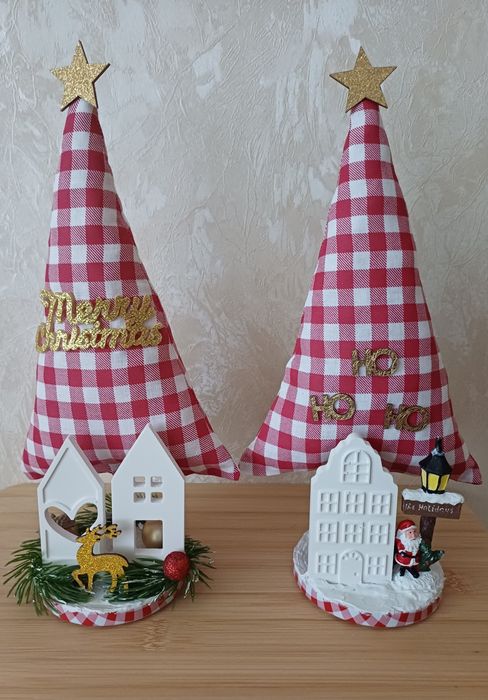 Коледни декорации с елхи от плат и др.