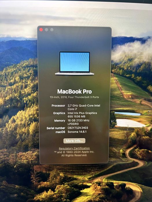 MacBook Pro 13" Late 2018 i7 / 16 GB RAM / 512 GB SSD / Touch Bar