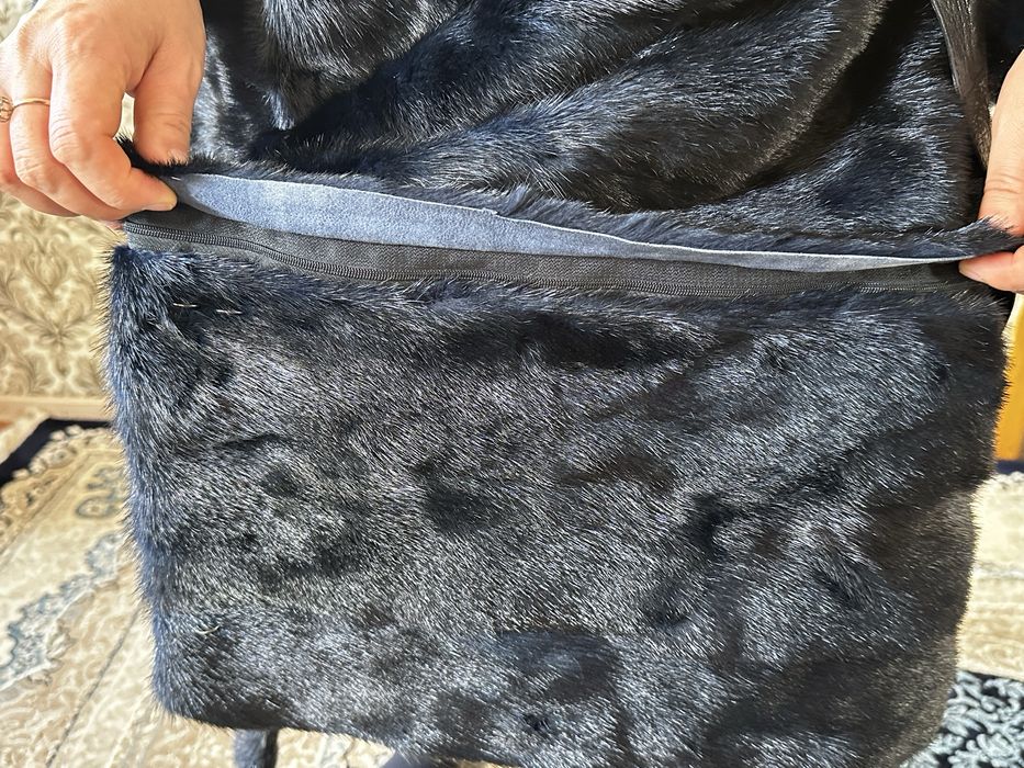 Норковая шуба темно синяя