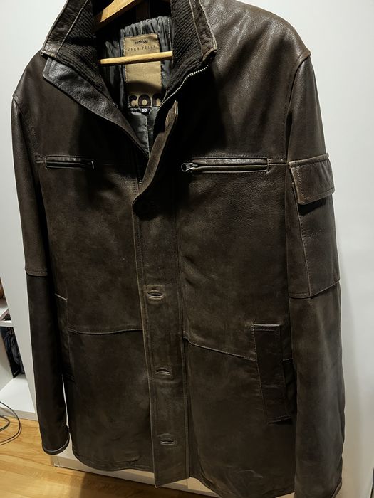 Шуба от дебела естествена кожа, тъмнокаф