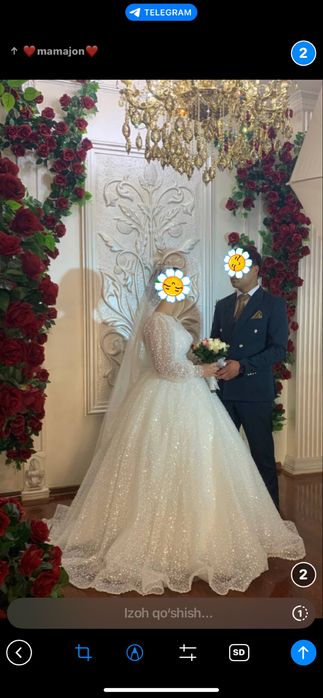 Kelin libosi sotiladi bir marta kiyilgan holati alo