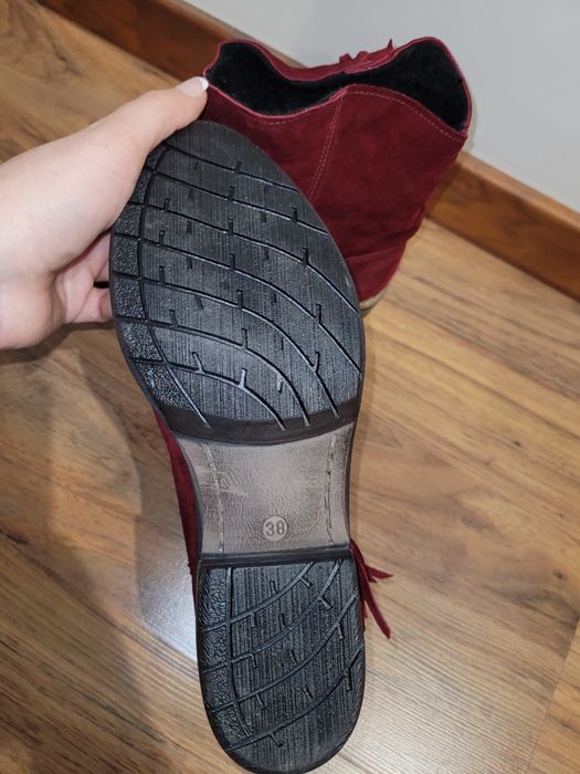 Червени боти естествен велур Неди стил