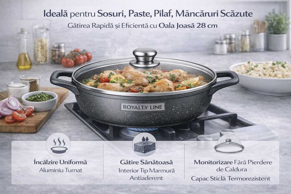 Oala joasa din aluminiu turnat cu capac 28 cm Royalty Line