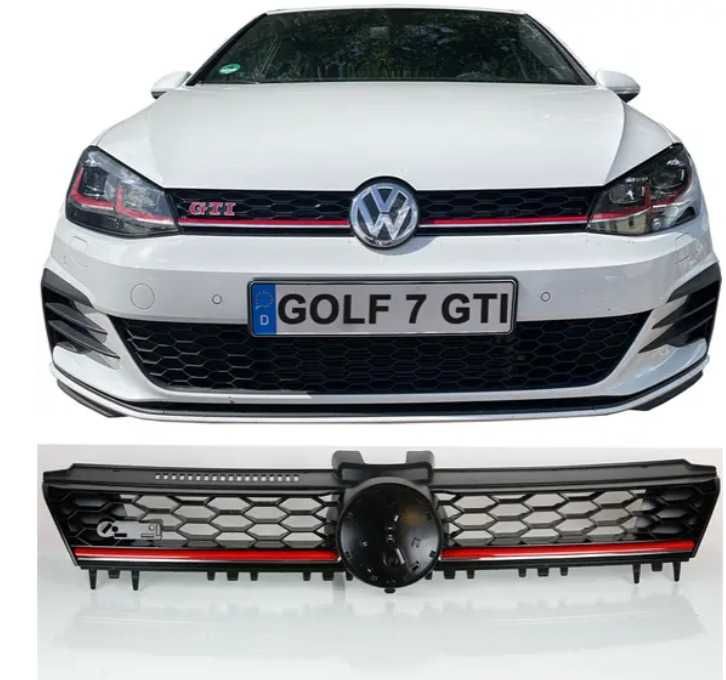 Решетка без емблема ГОЛФ 7 ГТИ пчелна пита спортна VW GOLF 7 Червена