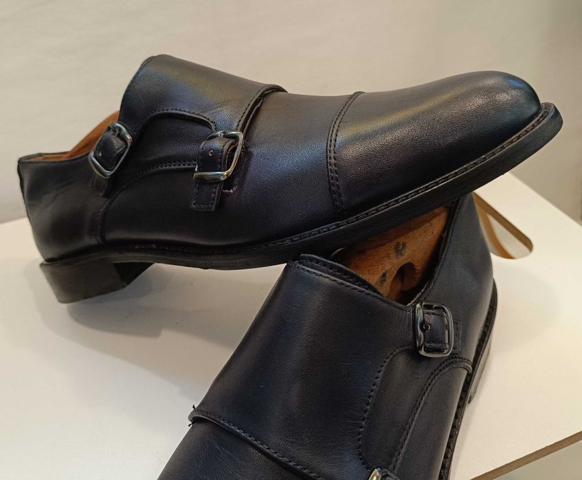 Pantofi double monk 40.5 41 de lux British Passport piele naturala