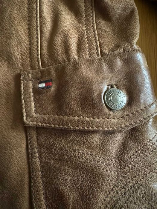 Sacou / geaca piele maro fete 12 ani Tommy Hilfiger ca nou