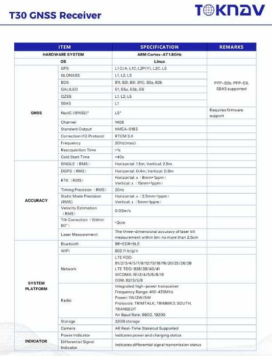 Toknav T30 Laser+AR,  2 Xcamere Gnss Rtk GPS best of  Trimble,  Stonex