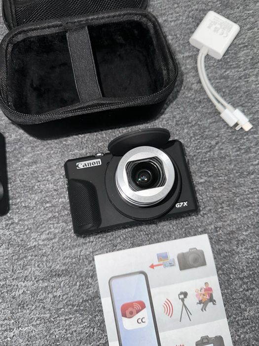 Чисто нова камера Canon Powershot G7X Mark iii + памет и калъфи, протектори