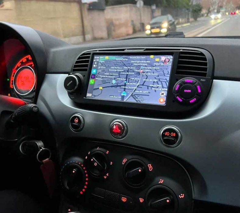 Navigatie Dedicata Fiat 500 (2007-2015), 7nch, Bluetooth, Carplay, Alb