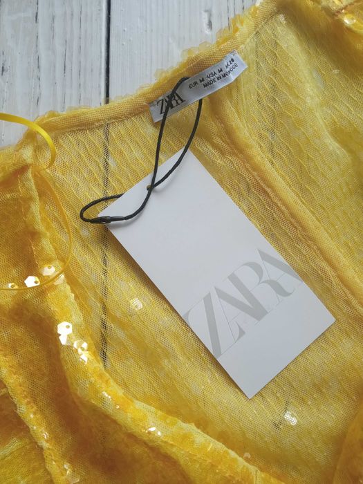 НОВ топ ZARA от тюл и паети