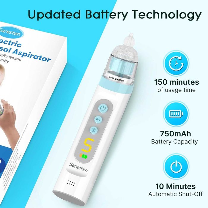 Назален аспиратор за бебе 3 накрайника, с музикална, светлинна функция