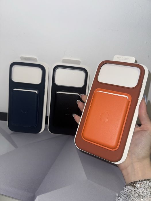 Промоция! Сет от  Силиконов калъф + Wallet кожен портфейл с MagSafe магнитен ринг за iPhone 17 Pro и 17 Pro Max в 3 различни цвята