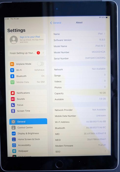 iPad Air 2 - 16GB, (WiFi + SIM)