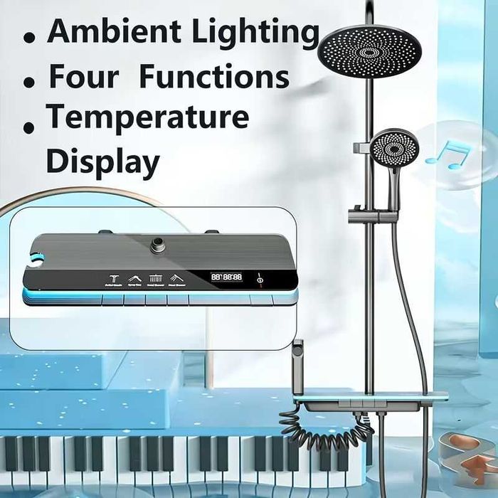 Луксозна душ система със светещ смесител дисплей и 4 функции бутони