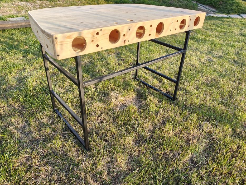 Birou la comanda din lemn masiv si cadru metalic