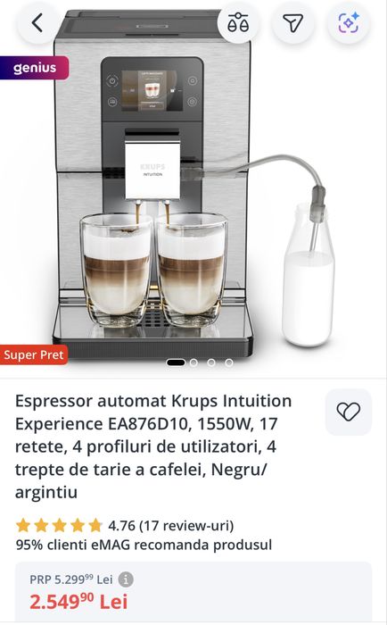 Espressor automat Krups Intuition Experience EA876D10