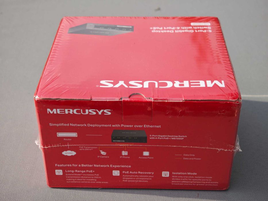 Суич PoE Desktop Mercusys MS105GP, 5 порта Gigabit