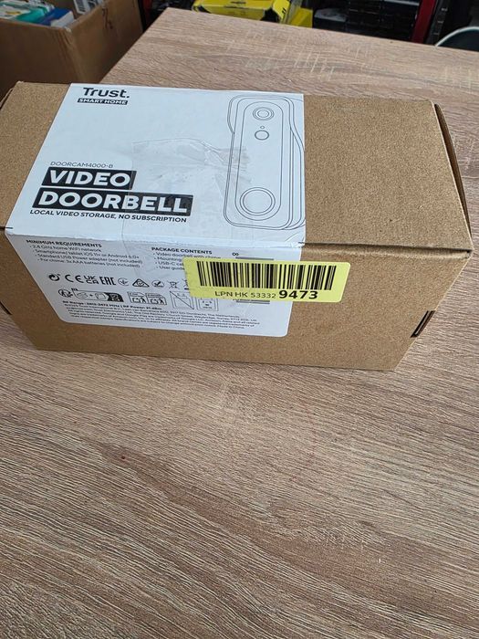 Sonerie Video Inteligenta Trust cu Camera 2K HD, Wi-Fi, Negru