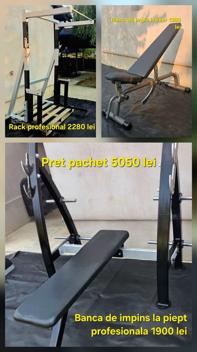 Pachete promotionale aparate fitness banci de impins piept presa umeri rack profesional