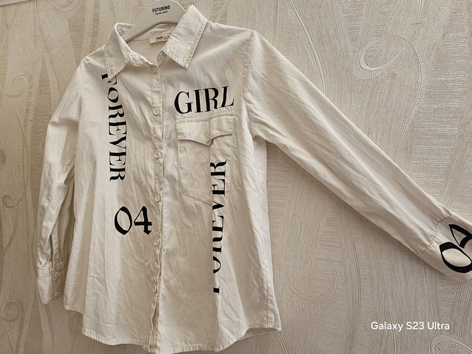 Рубашка оверсаиз для девочек 8-9 лет