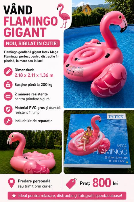 Saltea gonflabilă Flamingo Gigant 2.18 x 2.11 x 1.36 m