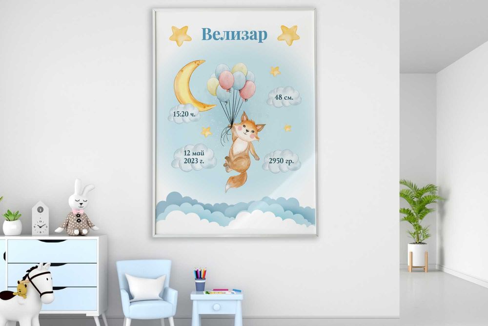 Персонализирани бебешки постери, бебешки визитки