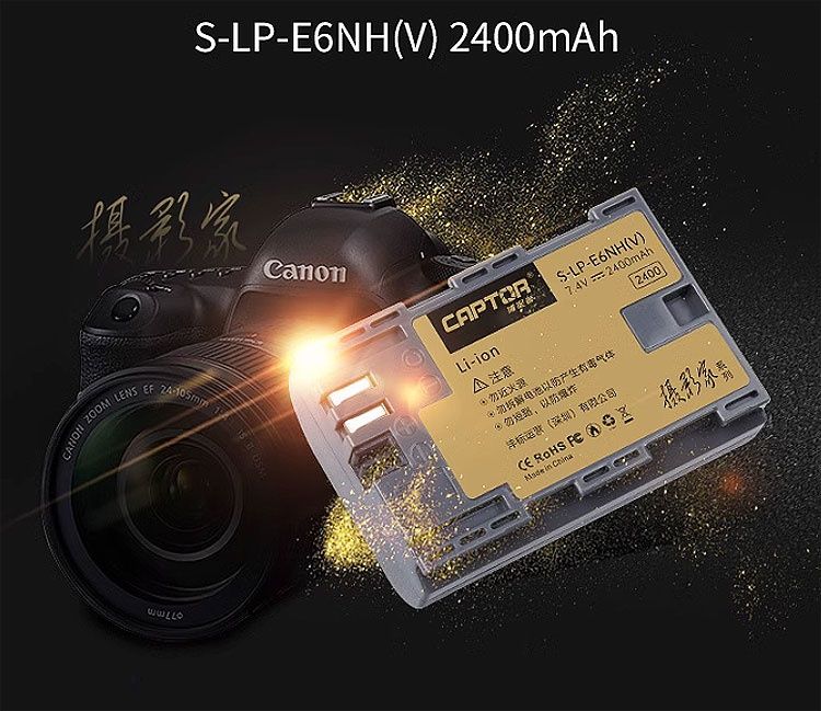 CAPTOR S-LP-E6NH(V) Battery
2400mAH 
Aʼlo sifat
Canon EOS6D 70D 80D