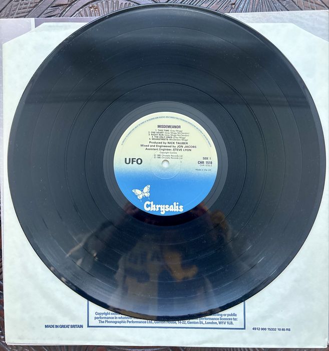 UFO – Misdemeanor LP 1985 UK Chrysalis CHR 1518 VG+