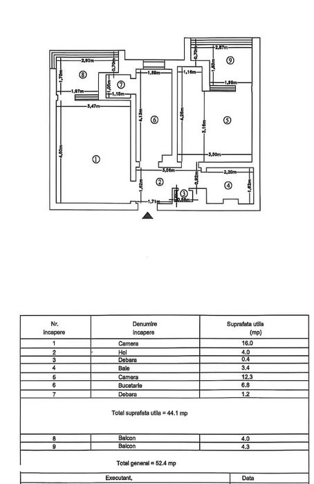 Apartament 2 camere decomandat 52 mp Podu Ros
